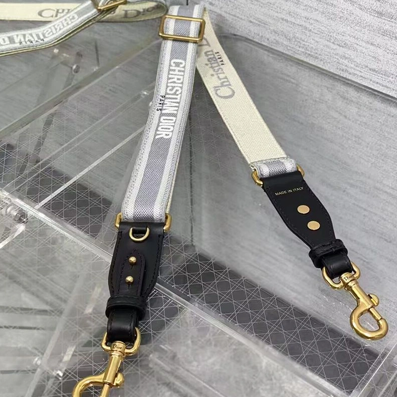 Dior Adjustable Shoulder Strap In Christian Dior Motif Cotton Grey Trendy 1111