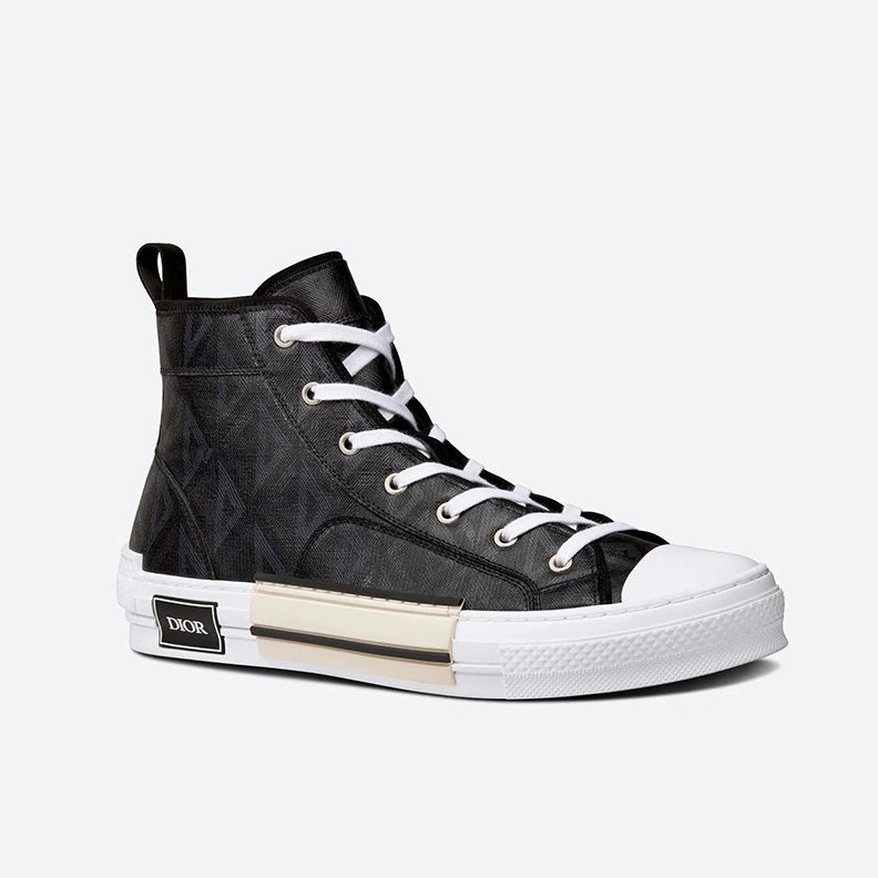 Dior B23 High-Top Sneakers Unisex CD Diamond Motif Canvas Black EasyMatch 3508