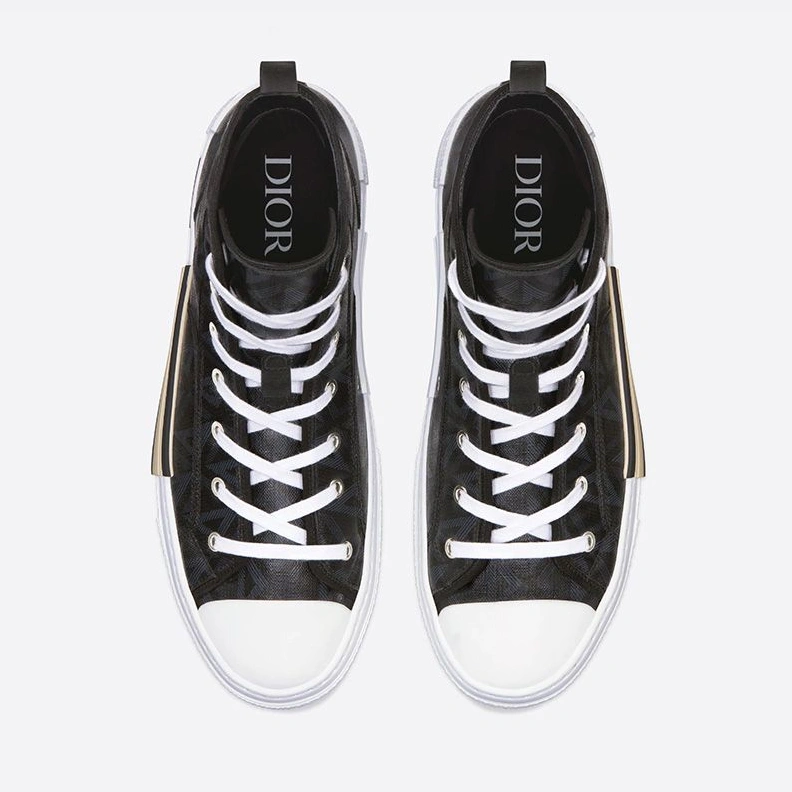 Dior B23 High-Top Sneakers Unisex CD Diamond Motif Canvas Black EasyMatch 3508