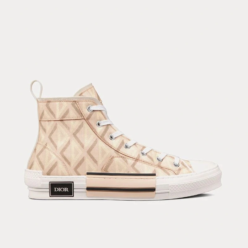 Dior B23 High-Top Sneakers Unisex CD Diamond Motif Canvas Brown EasyMatch 9650