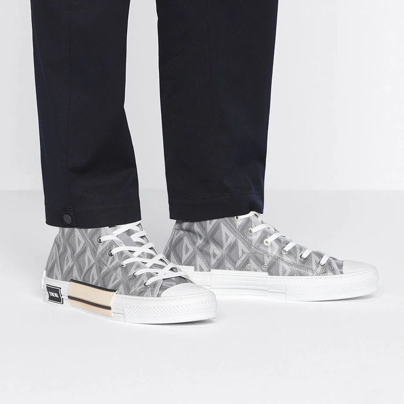 Dior B23 High-Top Sneakers Unisex CD Diamond Motif Canvas Grey HighQuality 8808