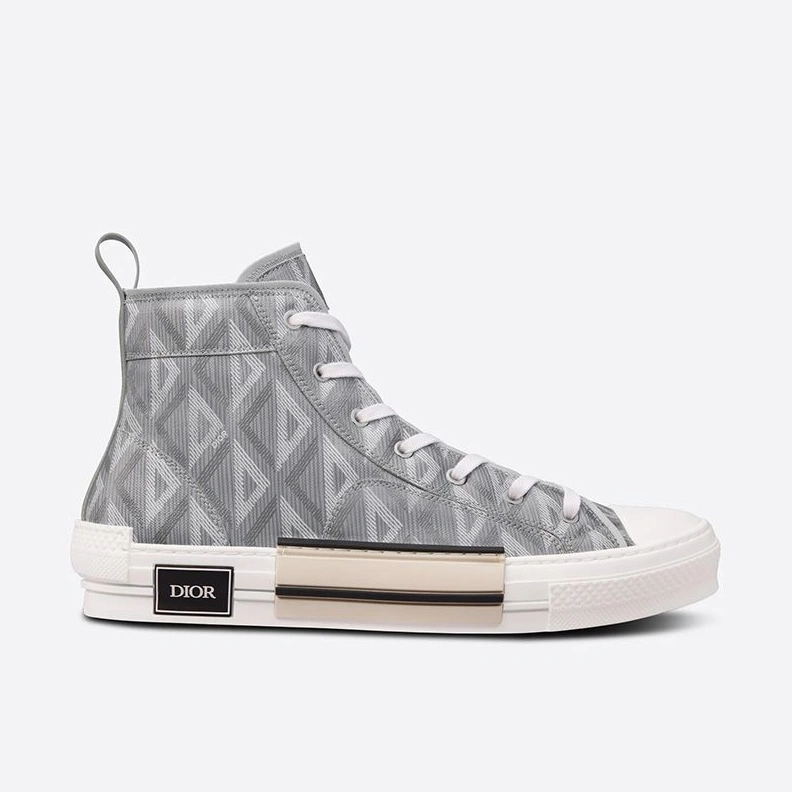 Dior B23 High-Top Sneakers Unisex CD Diamond Motif Canvas Grey HighQuality 8808