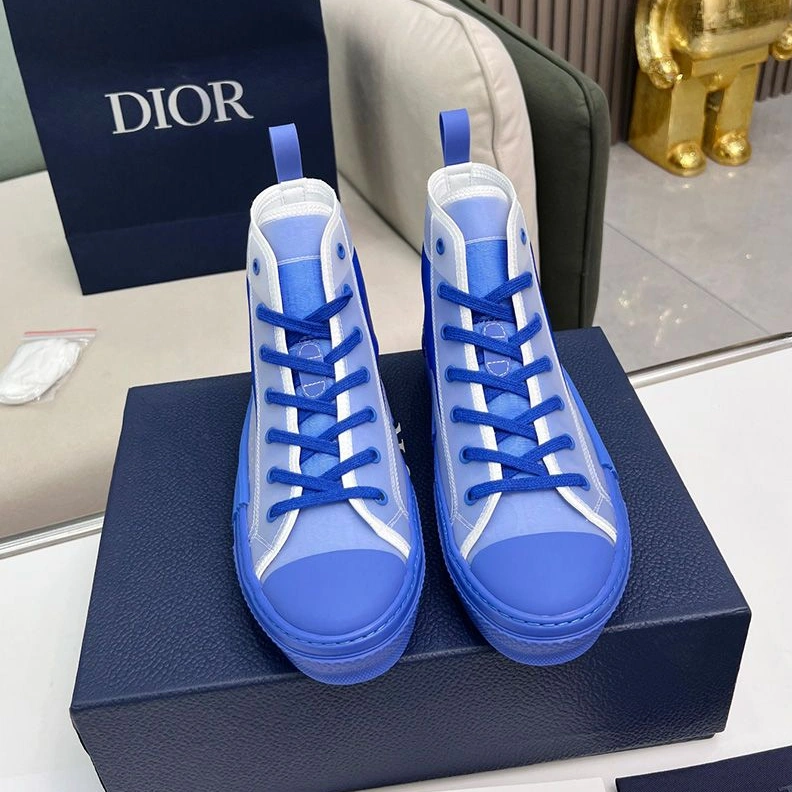 Dior B23 High-Top Sneakers Unisex Oblique Motif Canvas Blue NewStyle 7531