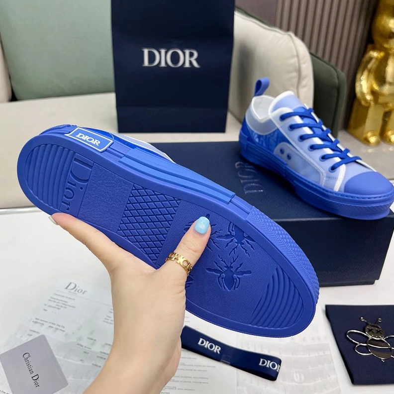Dior B23 Sneakers Unisex Oblique Motif Canvas Blue StreetReady 4468