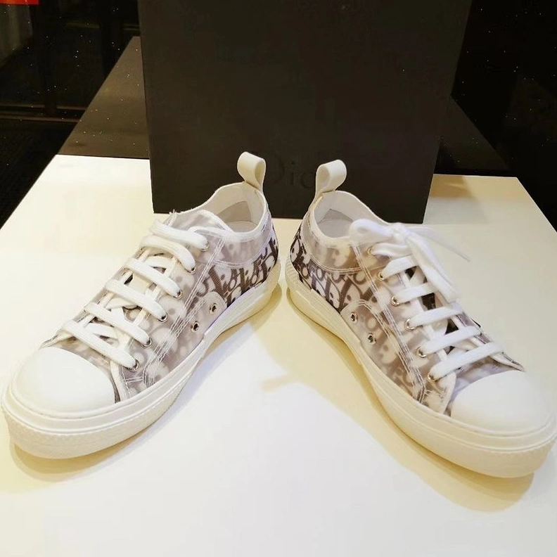 Dior B23 Sneakers Unisex Oblique Motif Canvas Khaki Popular 9616