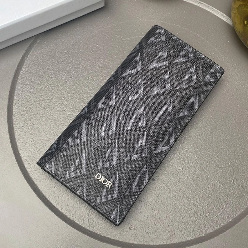 Dior Bi-Fold Long Card Holder CD Diamond Motif Canvas Black SmartChoice 6851