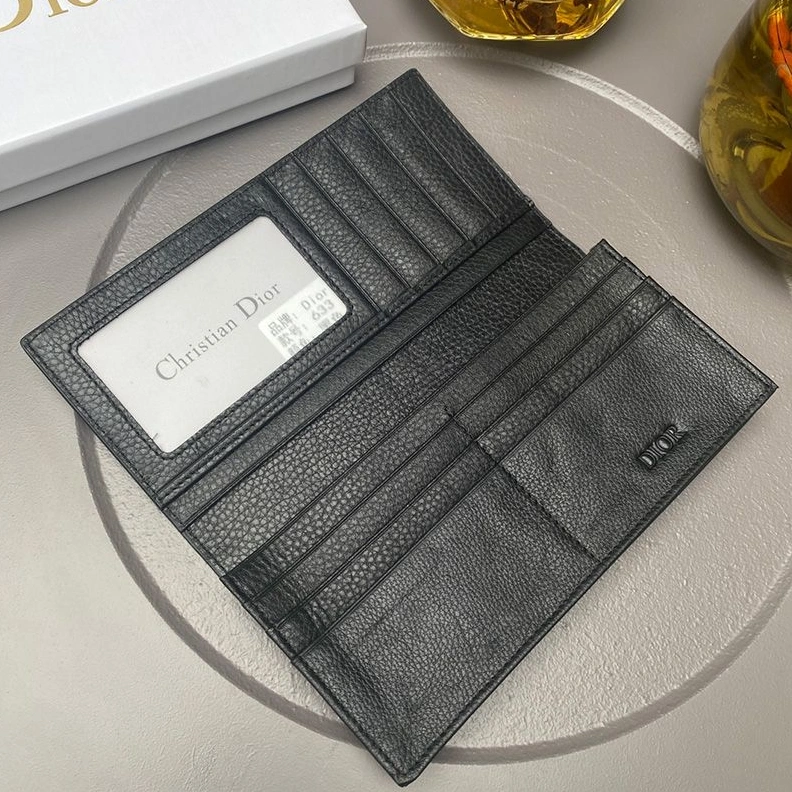 Dior Bi-Fold Long Card Holder CD Diamond Motif Canvas Black SmartChoice 6851