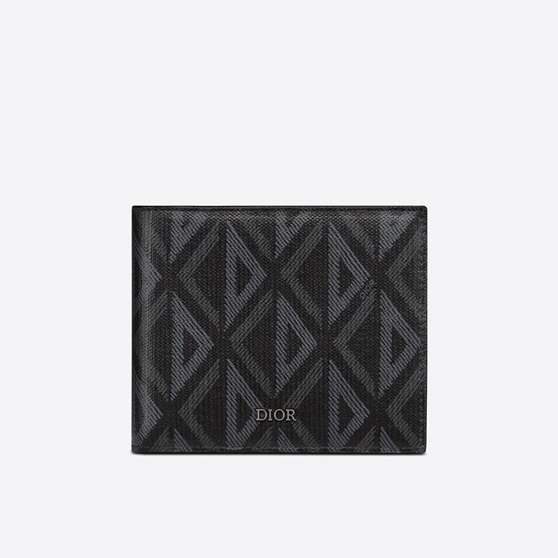 Dior Bi-Fold Wallet CD Diamond Motif Canvas Black EasyMatch 3201