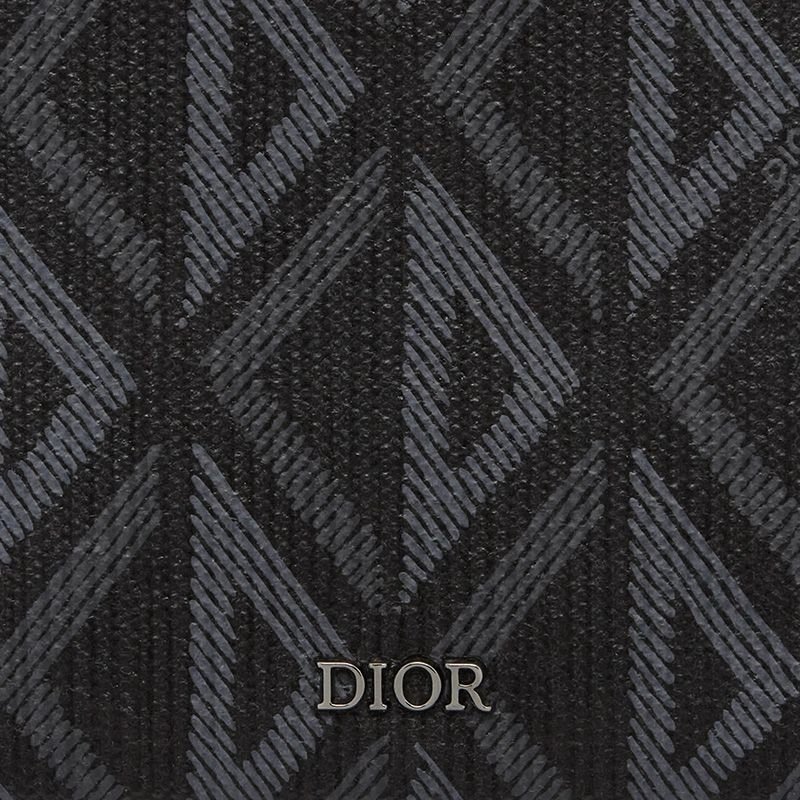 Dior Bi-Fold Wallet CD Diamond Motif Canvas Black EasyMatch 3201