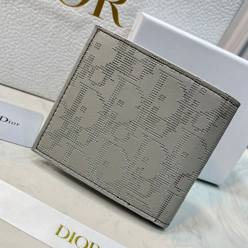 Dior Bi-Fold Wallet Oblique Galaxy Leather Grey ModernLook 7720