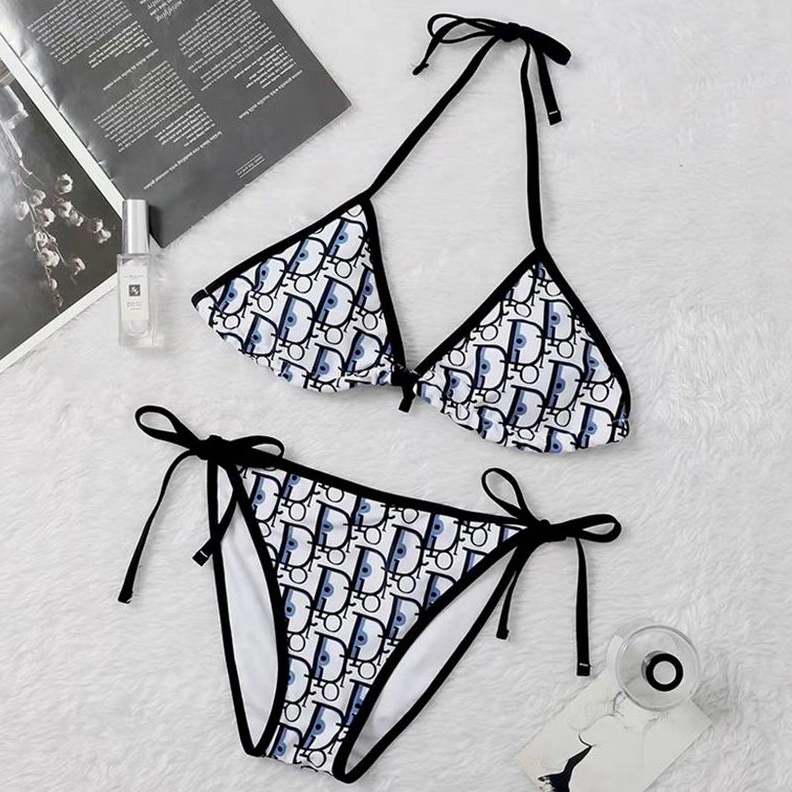 Dior Bikini Women Oblique Motif Lycra Black White BestValue 125