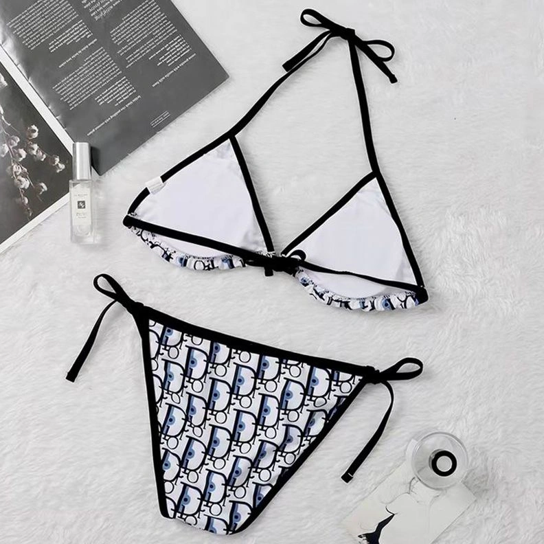 Dior Bikini Women Oblique Motif Lycra Black White BestValue 125