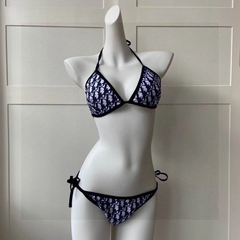 Dior Bikini Women Oblique Motif Lycra Navy Blue GoodFit 380