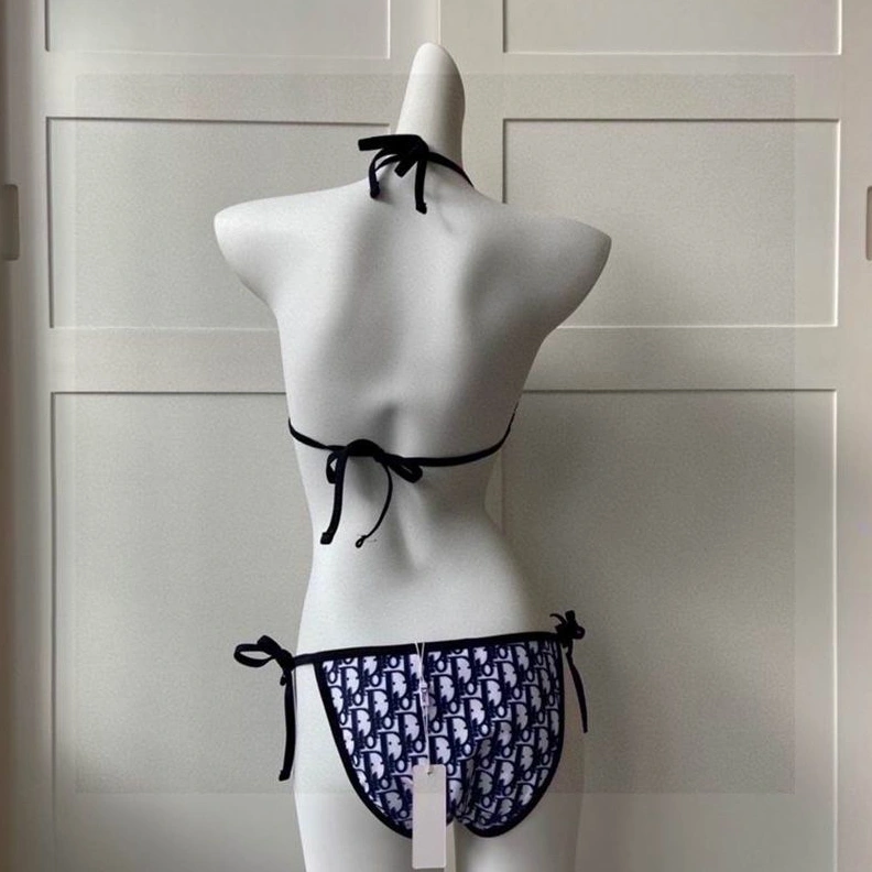 Dior Bikini Women Oblique Motif Lycra Navy Blue GoodFit 380
