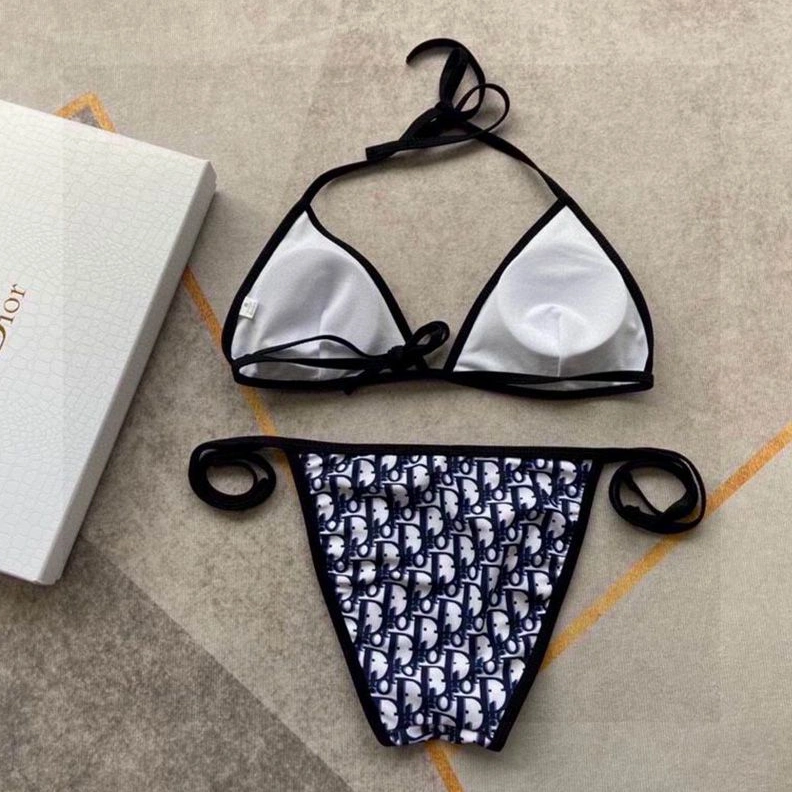 Dior Bikini Women Oblique Motif Lycra Navy Blue GoodFit 380