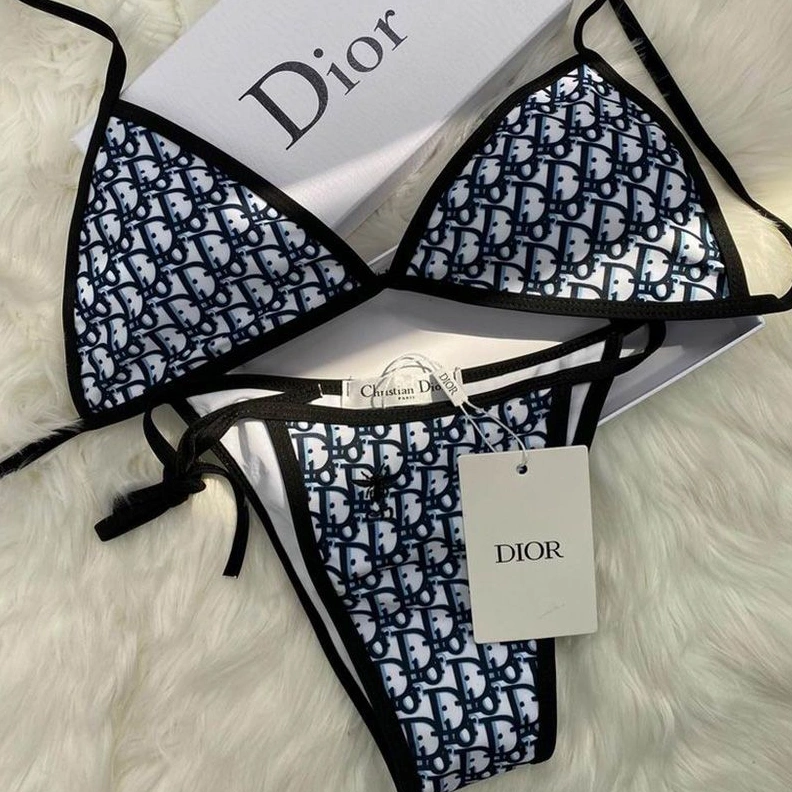 Dior Bikini Women Oblique with Bee CD Motif Lycra Blue SmartChoice 8246