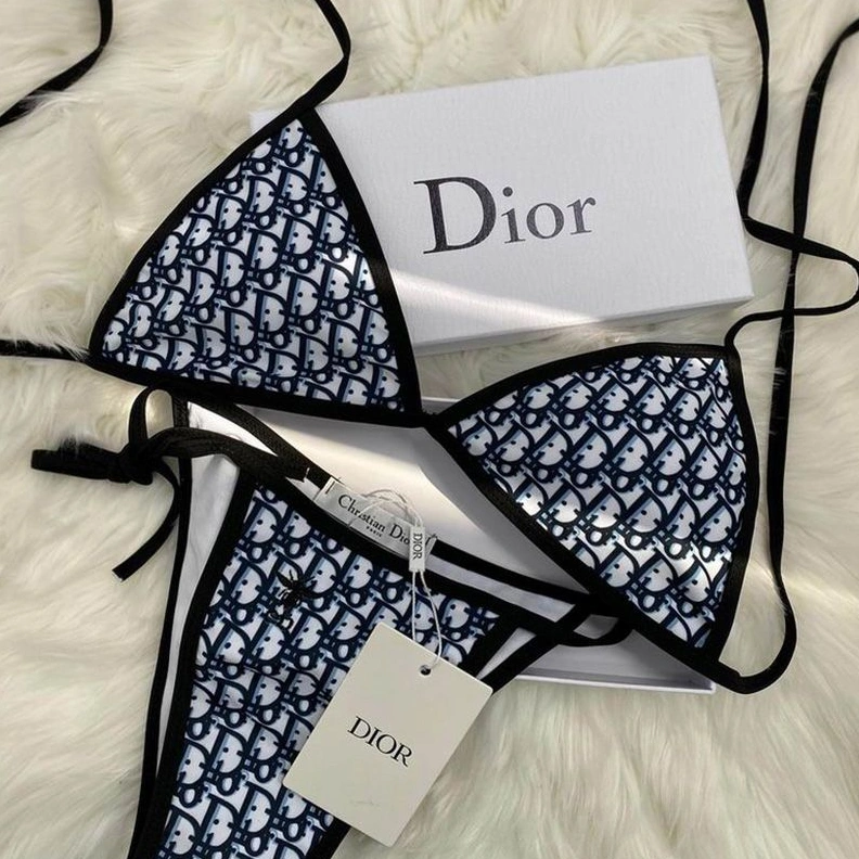 Dior Bikini Women Oblique with Bee CD Motif Lycra Blue SmartChoice 8246
