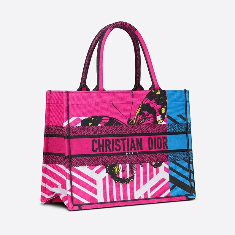 Dior Book Tote D-Jungle Pop Motif Canvas Rose Blue GoodFit 1180