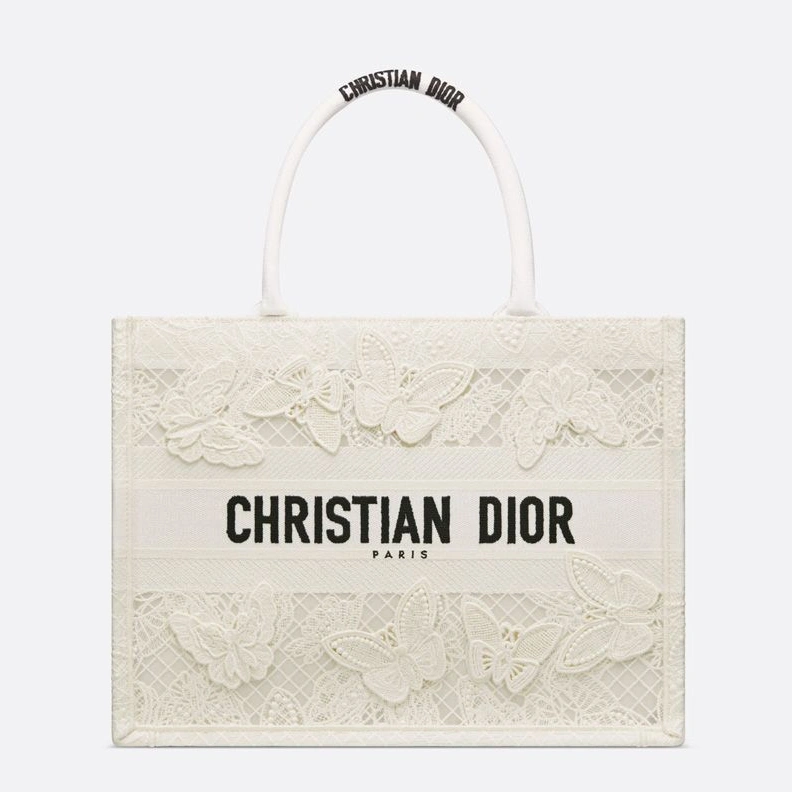Dior Book Tote D-Lace Butterfly Motif Macrame White SmartChoice 7497
