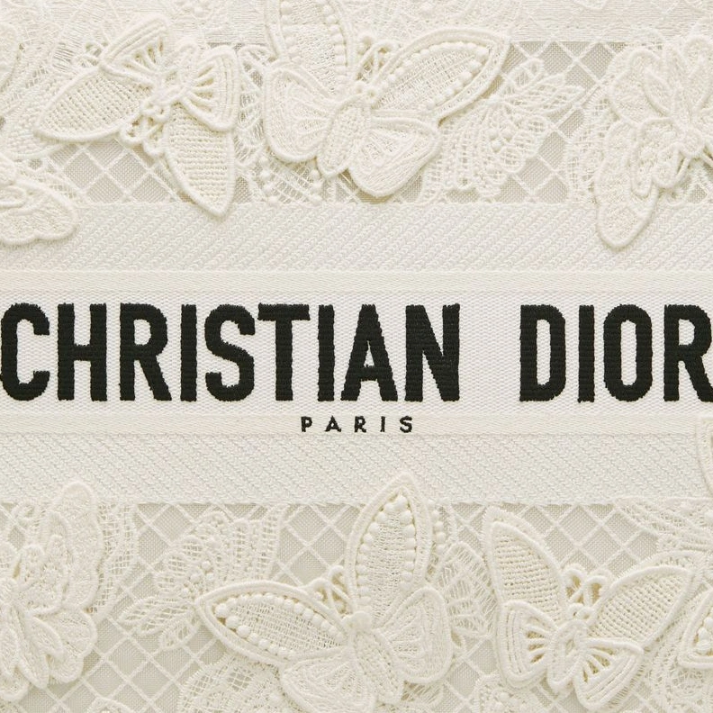 Dior Book Tote D-Lace Butterfly Motif Macrame White SmartChoice 7497