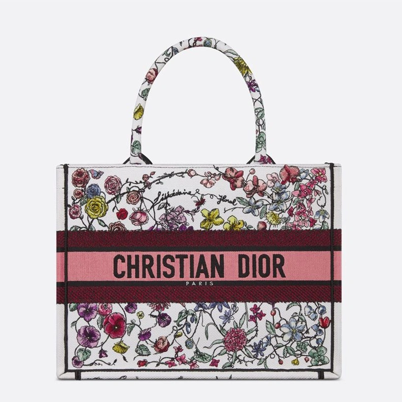 Dior Book Tote Florilegio Motif Canvas White Pink UrbanStyle 7455