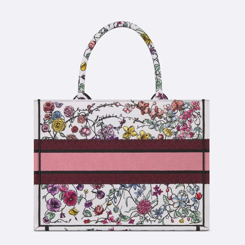 Dior Book Tote Florilegio Motif Canvas White Pink UrbanStyle 7455