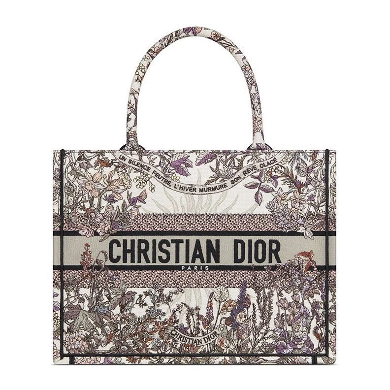 Dior Book Tote In 4 Saisons Printemps Soleil Motif Canvas White Grey WellDesigned 5890