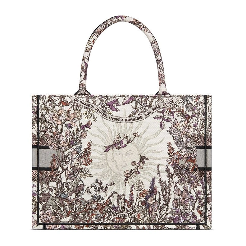 Dior Book Tote In 4 Saisons Printemps Soleil Motif Canvas White Grey WellDesigned 5890