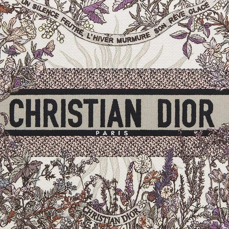 Dior Book Tote In 4 Saisons Printemps Soleil Motif Canvas White Grey WellDesigned 5890