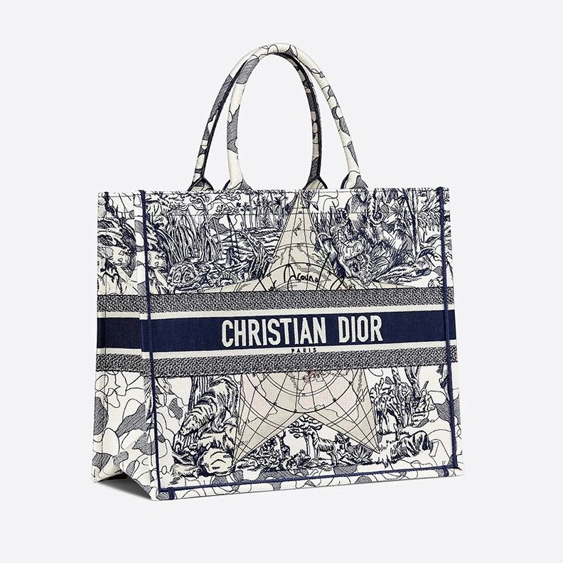 Dior Book Tote In Around the World Motif Canvas Blue ModernLook 6655