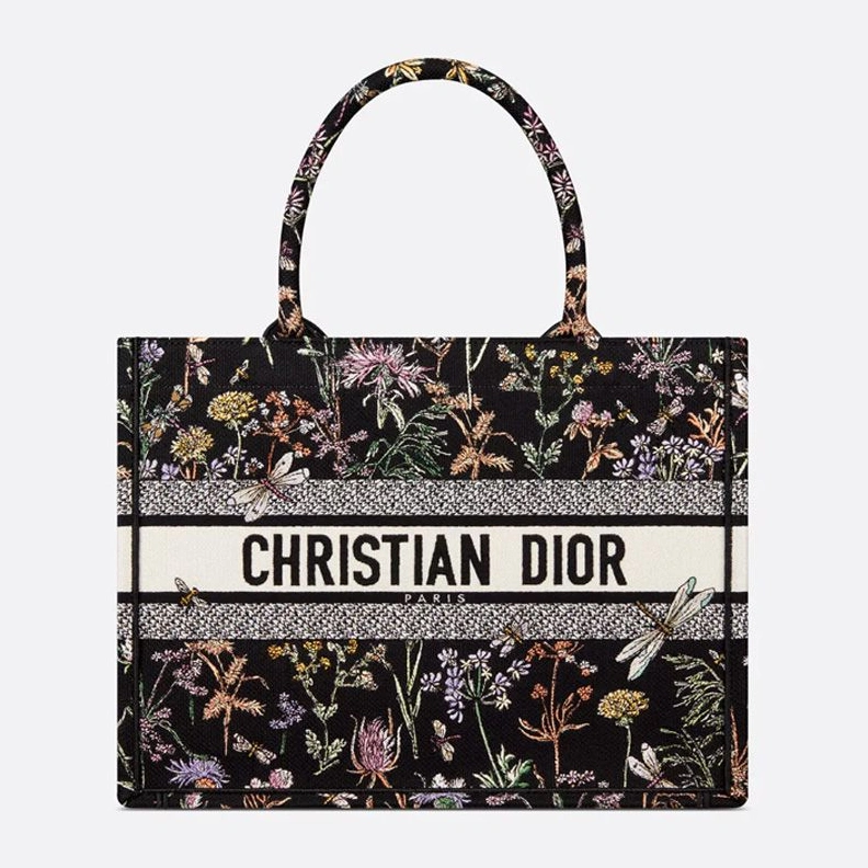 Dior Book Tote In Herbarium Motif Canvas Black SportInspired 5682