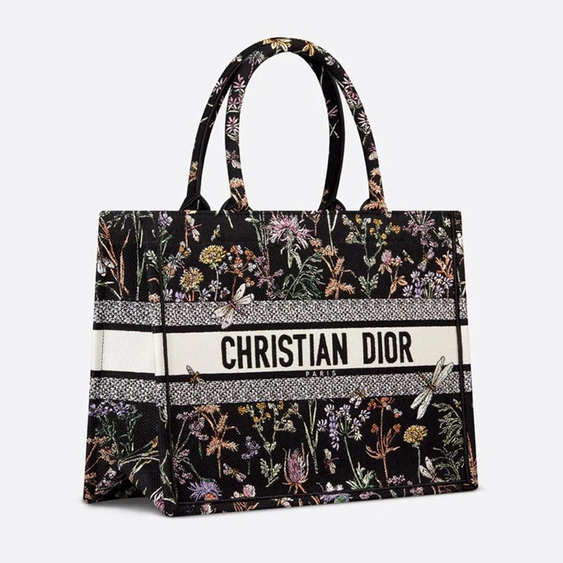 Dior Book Tote In Herbarium Motif Canvas Black SportInspired 5682