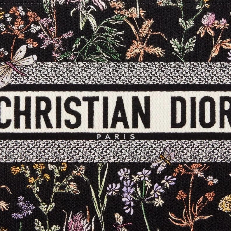 Dior Book Tote In Herbarium Motif Canvas Black SportInspired 5682