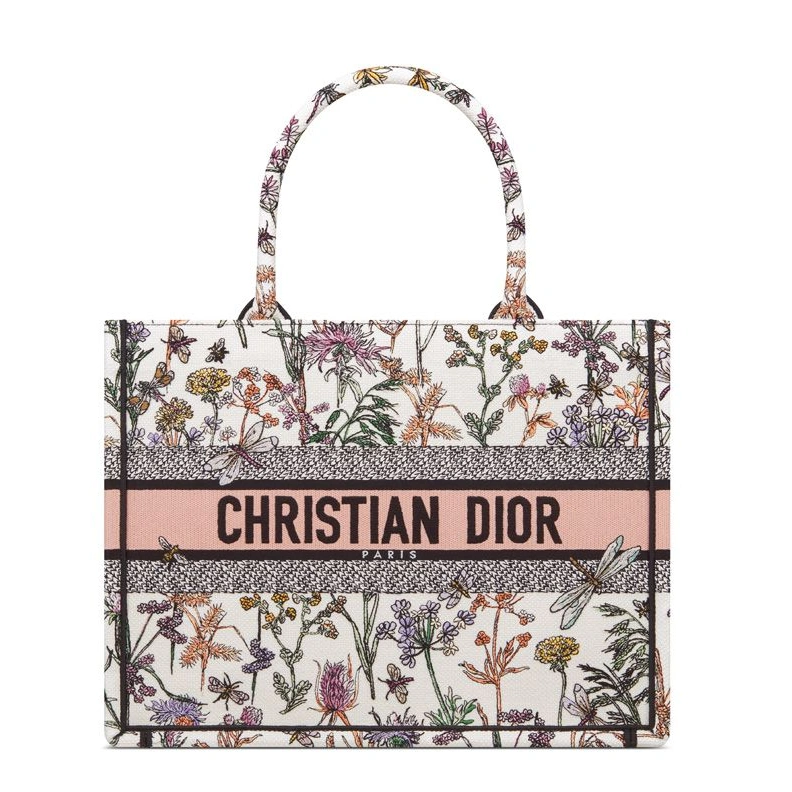Dior Book Tote In Herbarium Motif Canvas White Fashionable 7428