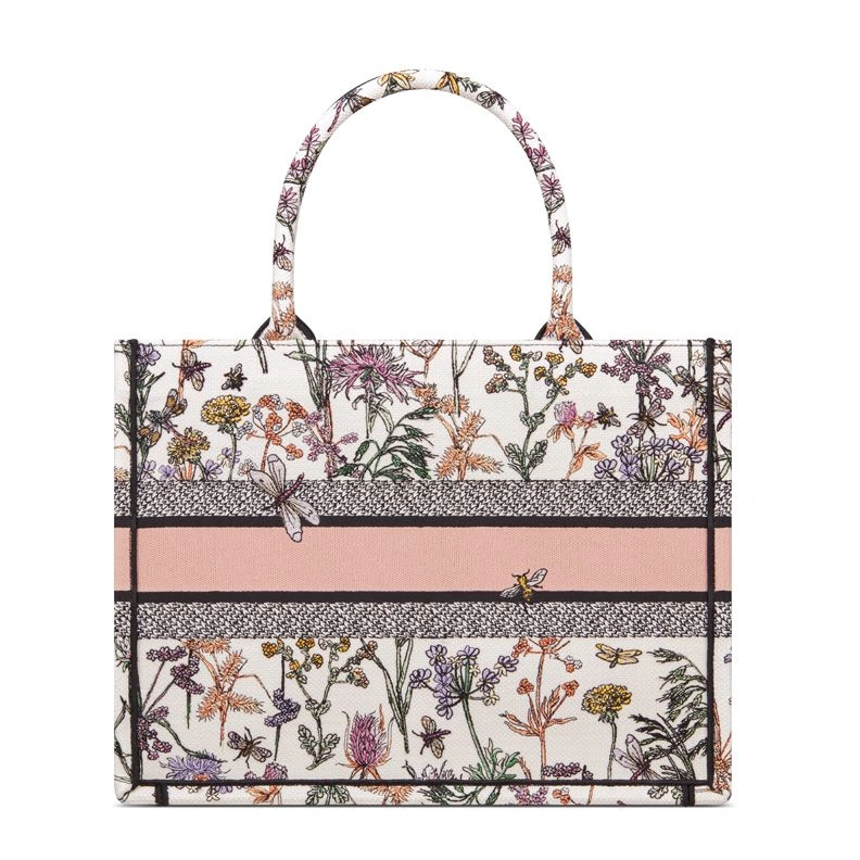 Dior Book Tote In Herbarium Motif Canvas White Fashionable 7428