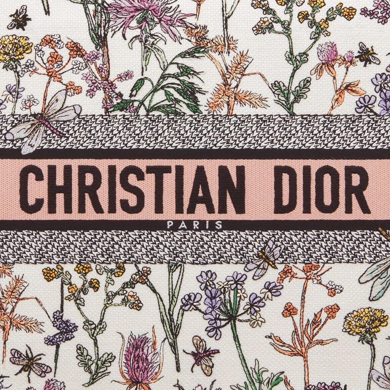 Dior Book Tote In Herbarium Motif Canvas White Fashionable 7428