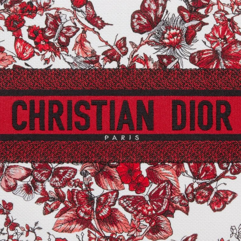 Dior Book Tote In Le Coeur des Papillons Motif Canvas White Red BestValue 6295