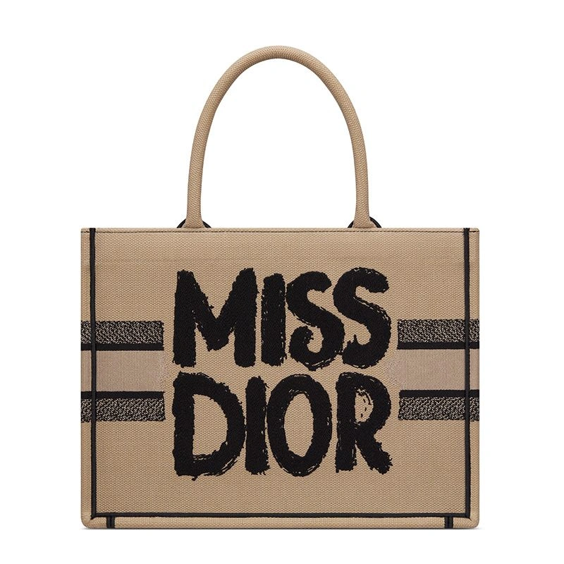 Dior Book Tote In Miss Dior Graffiti Motif Canvas Beige Comfortable 9493