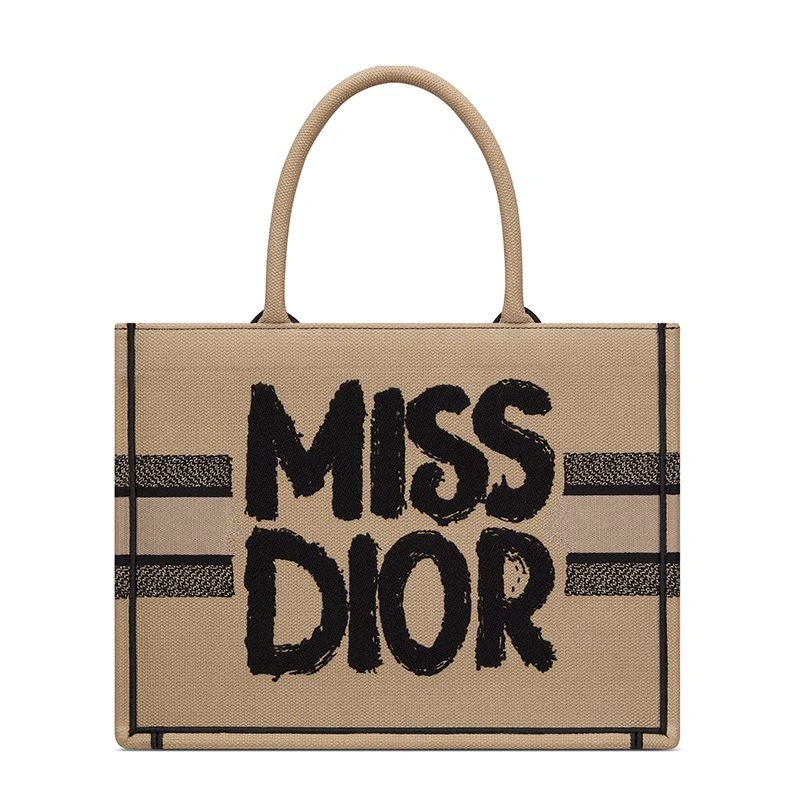 Dior Book Tote In Miss Dior Graffiti Motif Canvas Beige Comfortable 9493