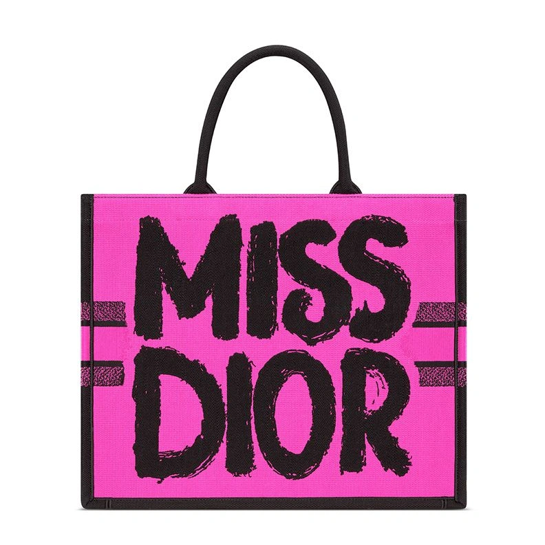 Dior Book Tote In Miss Dior Graffiti Motif Canvas Rose Trendy 363