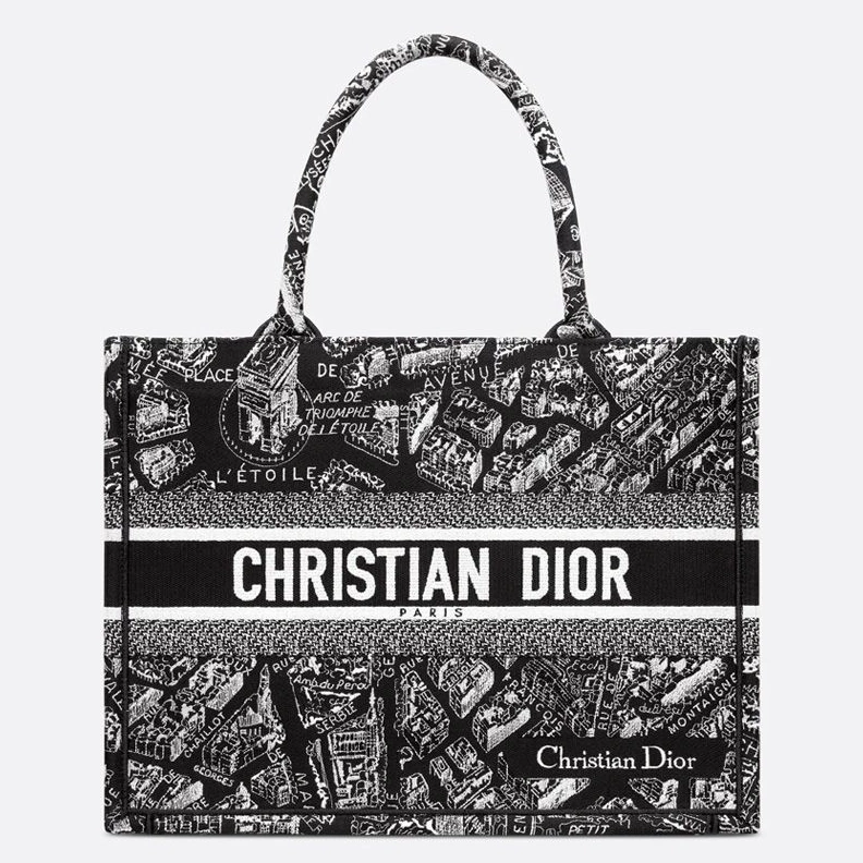 Dior Book Tote In Plan de Paris Motif Canvas Black Trendy 9706