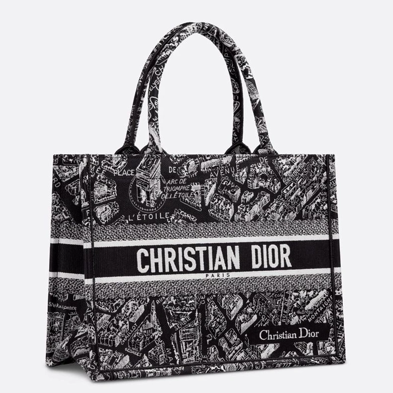 Dior Book Tote In Plan de Paris Motif Canvas Black Trendy 9706