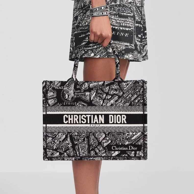 Dior Book Tote In Plan de Paris Motif Canvas Black Trendy 9706