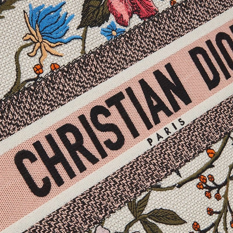 Dior Book Tote In Rosa Mutabilis Motif Canvas White HighQuality 9447