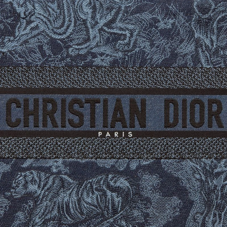 Dior Book Tote In Toile De Jouy Motif Denim Navy Blue AllSeason 9271