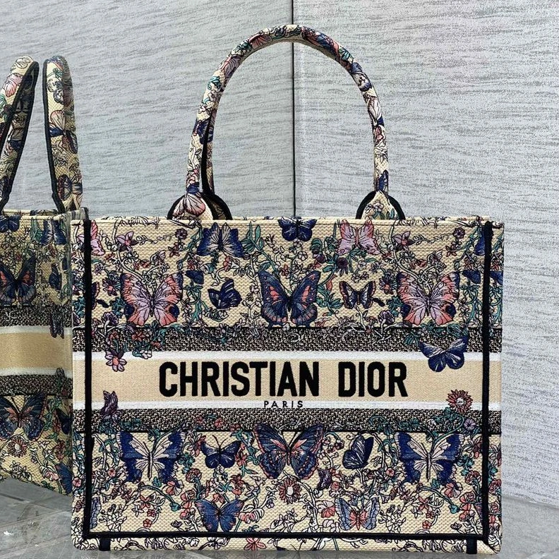 Dior Book Tote In Toile De Jouy Papillon Motif Canvas Beige Popular 3607
