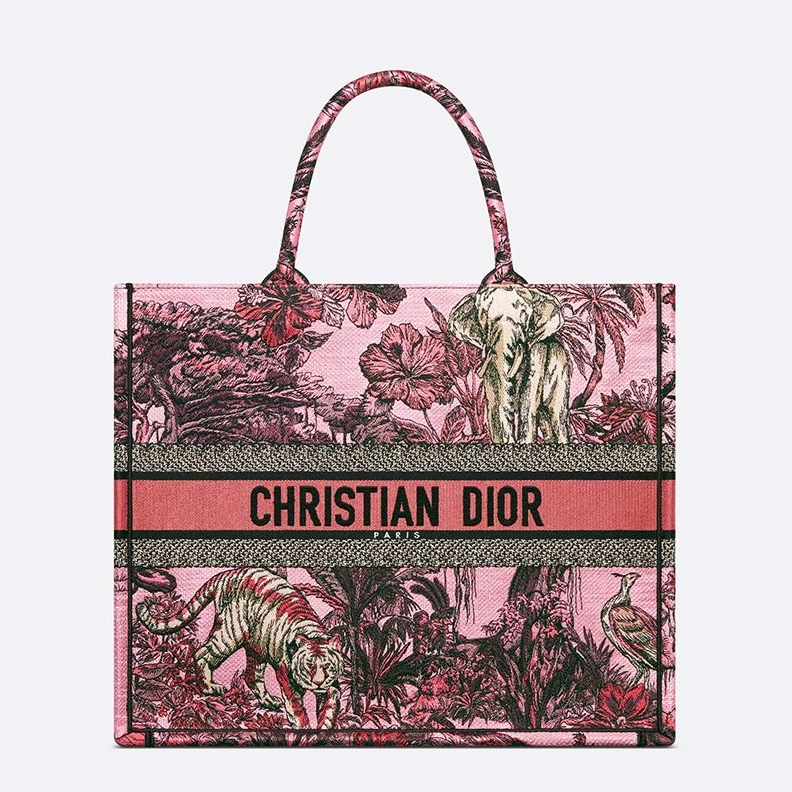 Dior Book Tote In Toile De Jouy Voyage Motif Canvas Pink NewStyle 8256