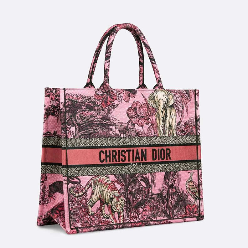 Dior Book Tote In Toile De Jouy Voyage Motif Canvas Pink NewStyle 8256