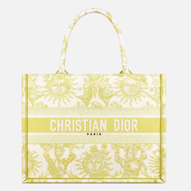 Dior Book Tote In Toile de Jouy Soleil Motif Canvas Lemon BestValue 2440