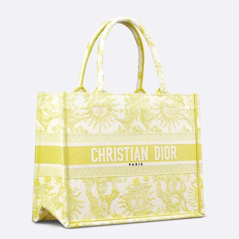 Dior Book Tote In Toile de Jouy Soleil Motif Canvas Lemon BestValue 2440